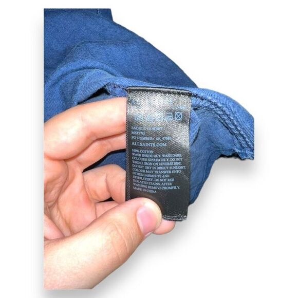 All Saints Blue Casual Button Down Shirt - Picture 7 of 9